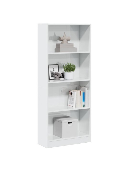 Knihovna bílá s vysokým leskem 60x24x143 cm kompozitní dřevo