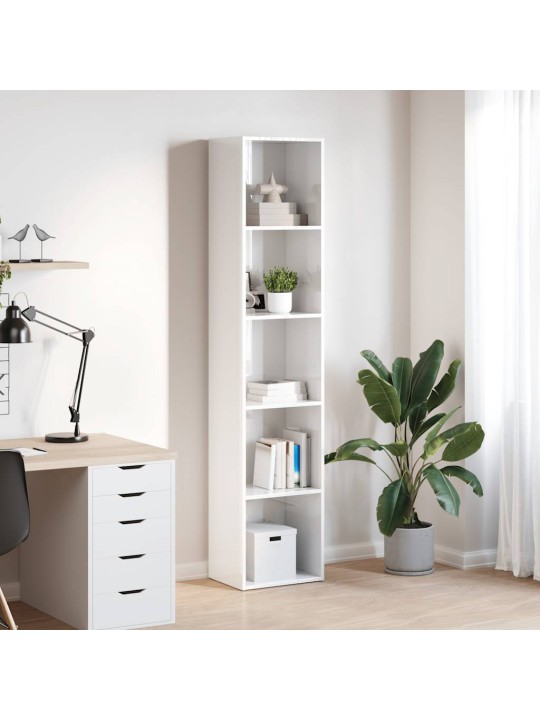 Knihovna bílá s vysokým leskem 40x30x189 cm kompozitní dřevo
