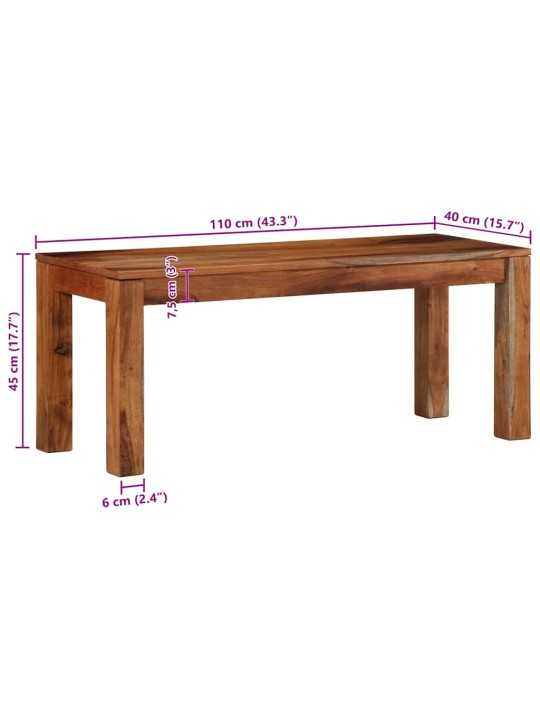 Lavice 110 cm masivní akáciové dřevo