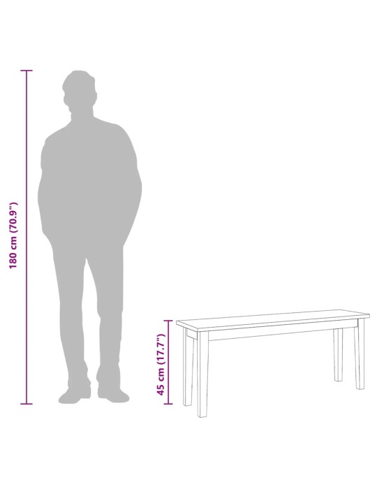 Lavice 110 cm bílá z masivního dřeva s gumou