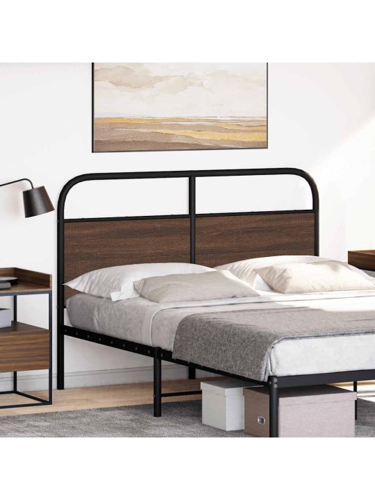 Čelo postele hnědý dub 120 cm ocel a kompozitní dřevo