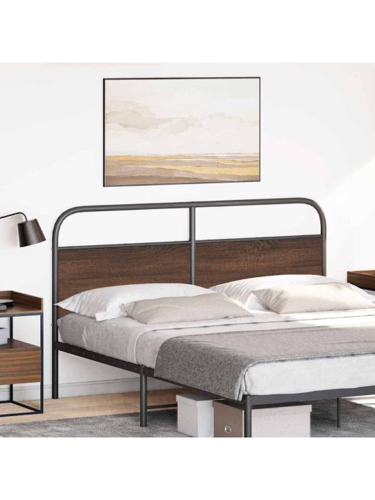 Čelo postele hnědý dub 150 cm ocel a kompozitní dřevo