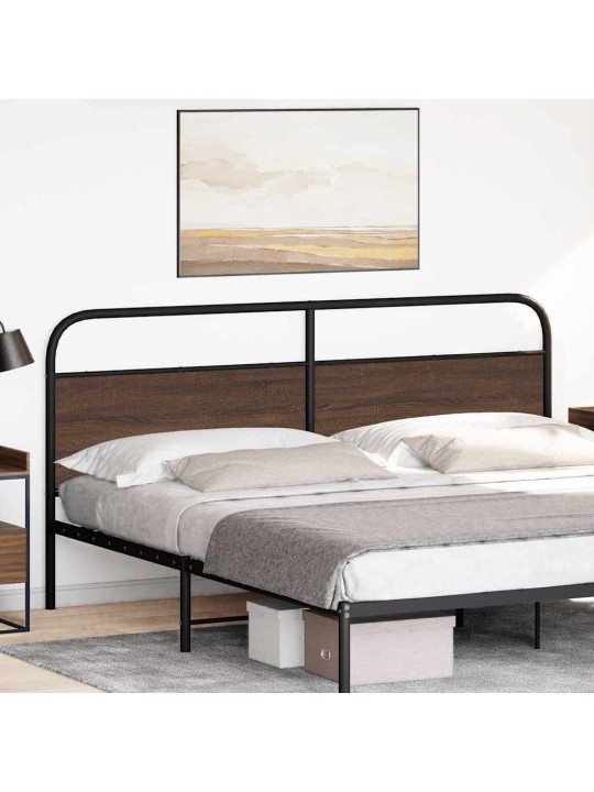 Čelo postele hnědý dub 200 cm ocel a kompozitní dřevo