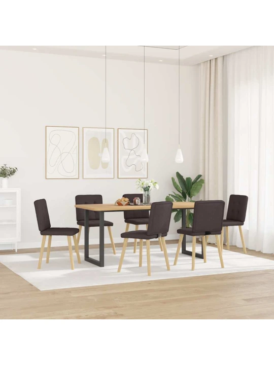 Jídelní židle 6 ks tmavě hnědé textil