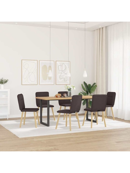 Jídelní židle 6 ks tmavě hnědé textil