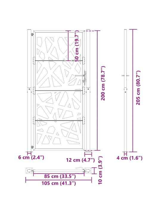 Zahradní branka černá 105x205 cm ocel design lehkou