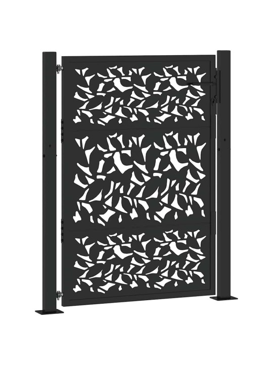 Zahradní branka černá 105x130 cm ocel design listů
