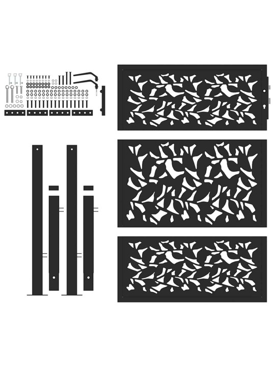 Zahradní branka černá 105x130 cm ocel design listů