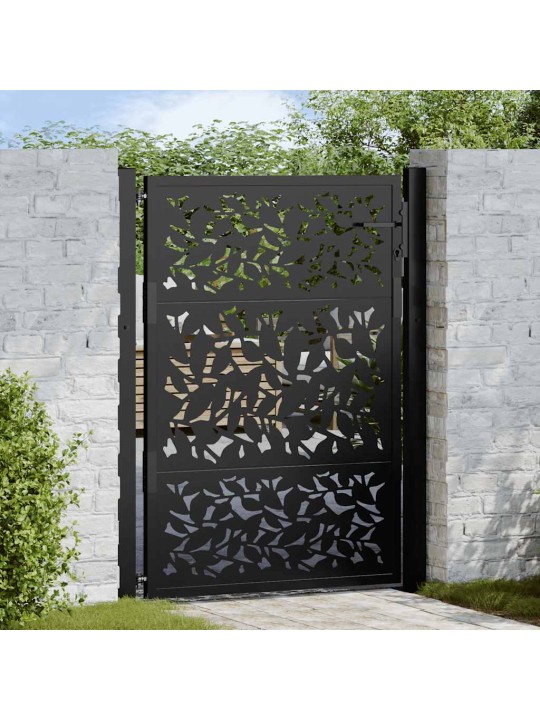 Zahradní branka černá 105x130 cm ocel design listů