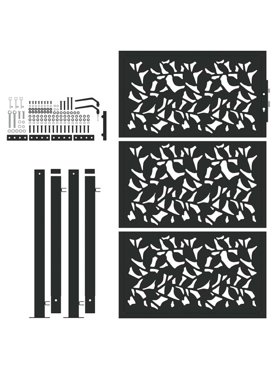 Zahradní branka černá 105x155 cm ocel design listů