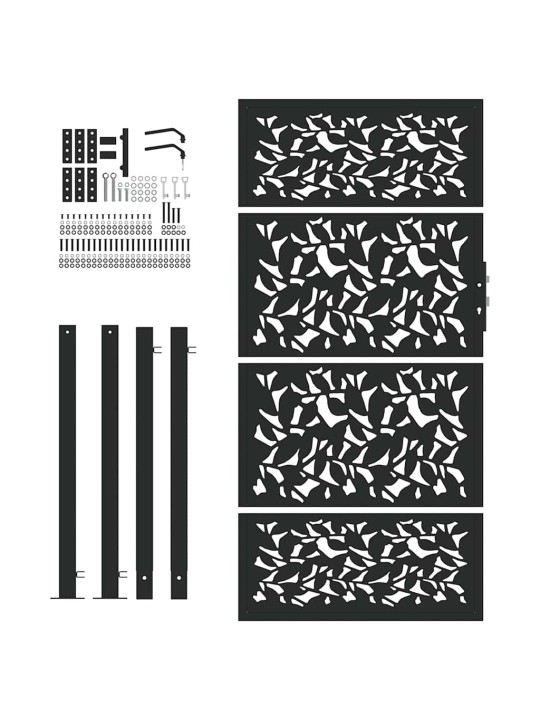 Zahradní branka černá 105x180 cm ocel design listů