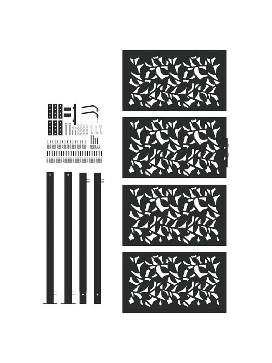 Zahradní branka černá 105x205 cm ocel design listů