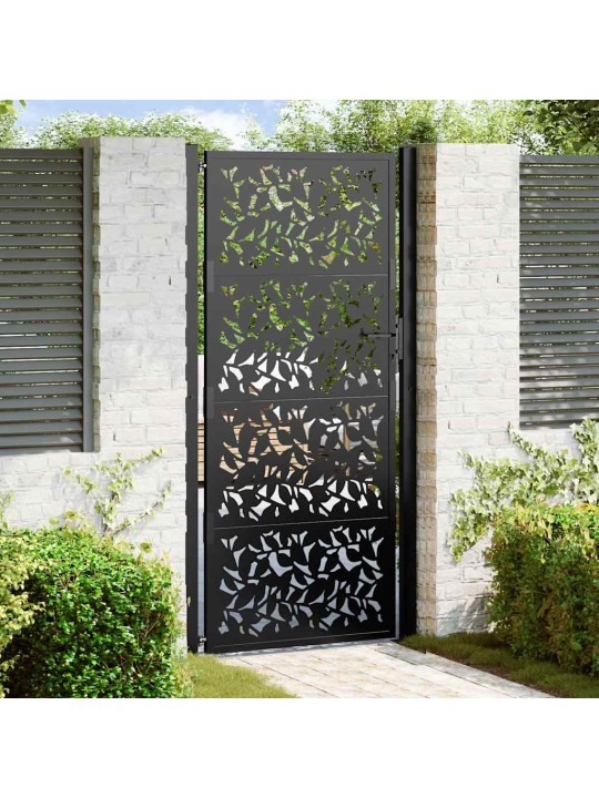 Zahradní branka černá 105x205 cm ocel design listů