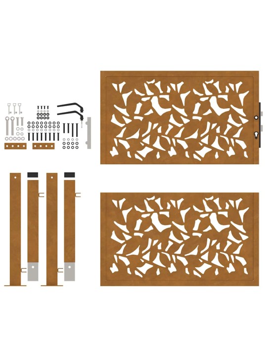 Zahradní branka 105x105 cm klimaticky odolný ocel design listů