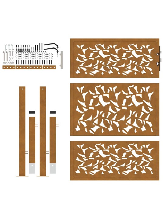 Zahradní branka 105x130 cm klimaticky odolný ocel design listů