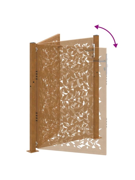 Zahradní branka 105x130 cm klimaticky odolný ocel design listů