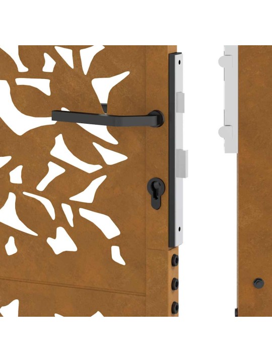 Zahradní branka 105x130 cm klimaticky odolný ocel design listů