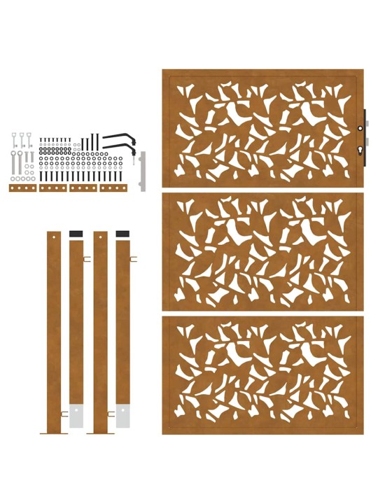 Zahradní branka 105x155 cm klimaticky odolný ocel design listů