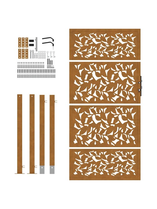 Zahradní branka 105x180 cm klimaticky odolný ocel design listů