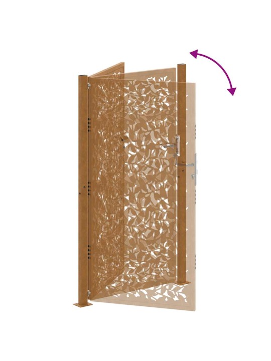 Zahradní branka 105x180 cm klimaticky odolný ocel design listů