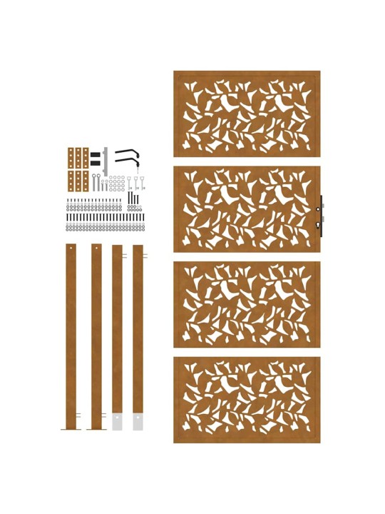 Zahradní branka 105x205 cm klimaticky odolný ocel design listů
