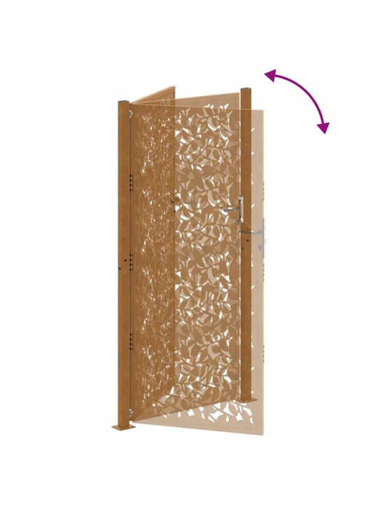 Zahradní branka 105x205 cm klimaticky odolný ocel design listů