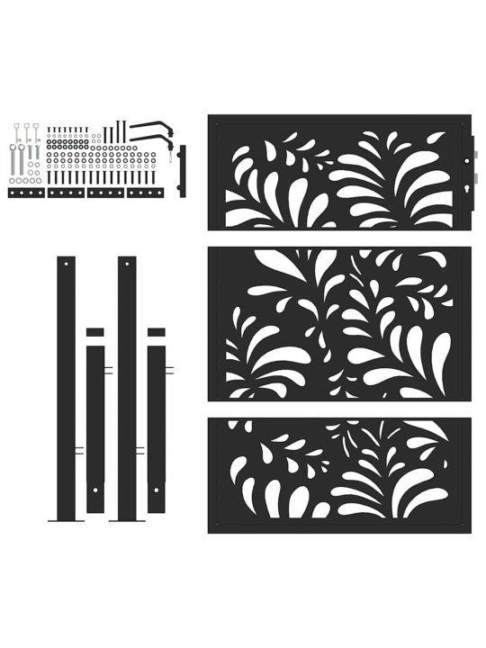 Zahradní branka černá 105x130 cm ocel design vlnek