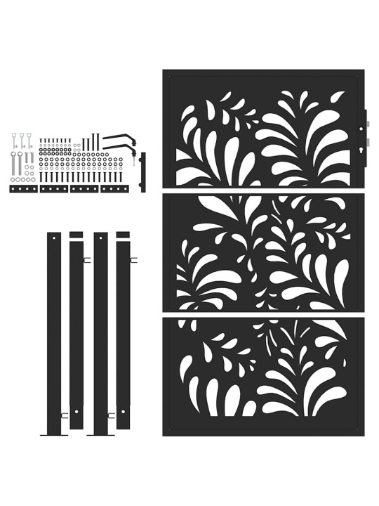 Zahradní branka černá 105x155 cm ocel design vlnek