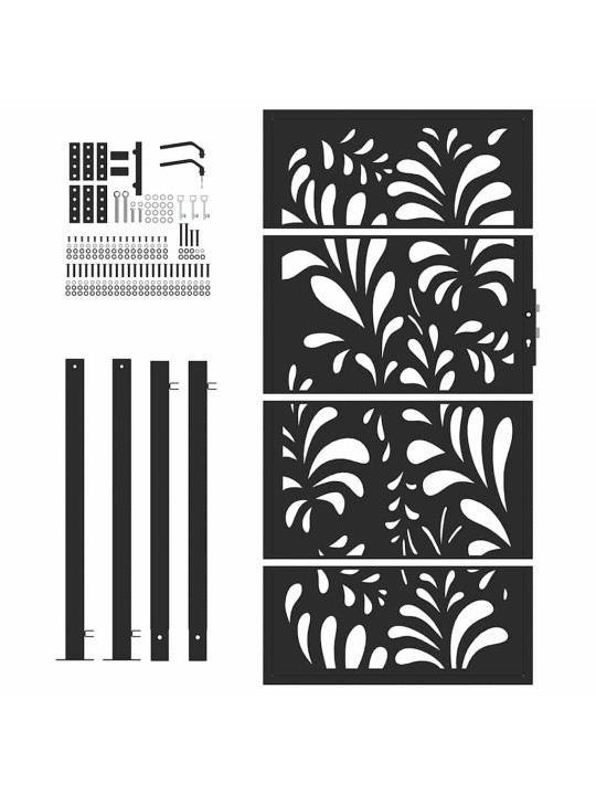 Zahradní branka černá 105x180 cm ocel design vlnek