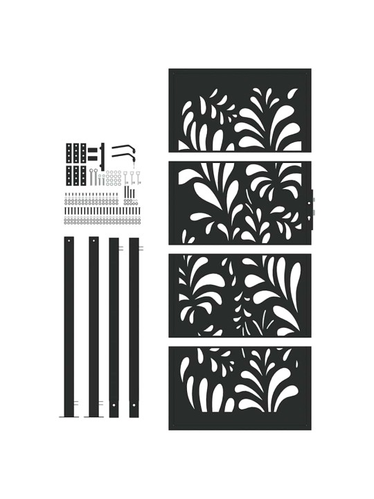 Zahradní branka černá 105x205 cm ocel design vlnek