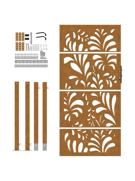 Zahradní branka 105x180 cm klimaticky odolný ocel design vlnek