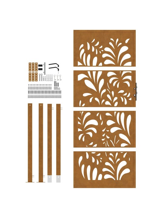 Zahradní branka 105x205 cm klimaticky odolný ocel design vlnek