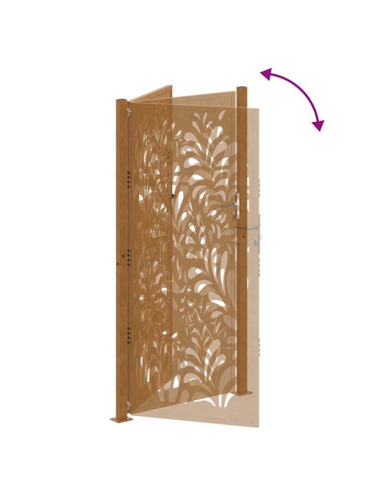 Zahradní branka 105x205 cm klimaticky odolný ocel design vlnek