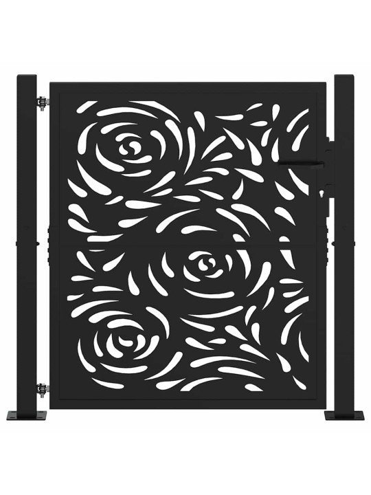 Zahradní branka černá 105x106 cm ocel design plamene