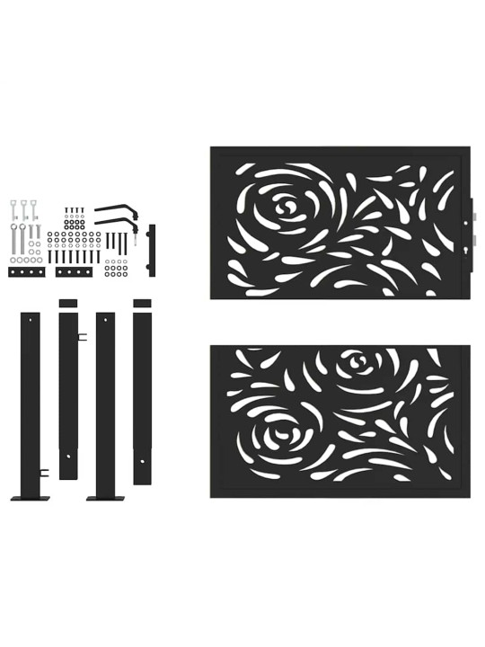 Zahradní branka černá 105x106 cm ocel design plamene