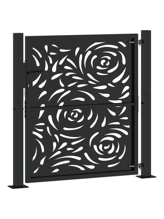 Zahradní branka černá 105x106 cm ocel design plamene
