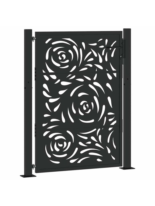 Zahradní branka černá 105x130 cm ocel design vlnek