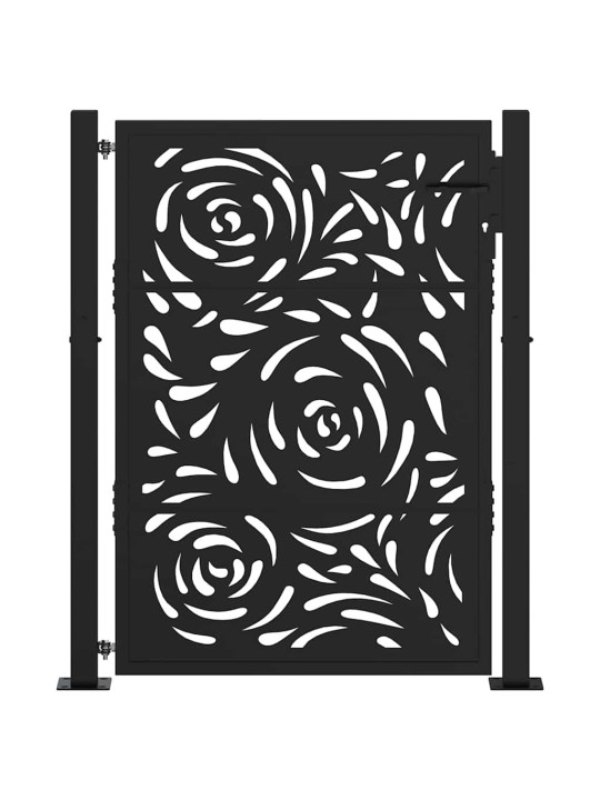 Zahradní branka černá 105x130 cm ocel design vlnek