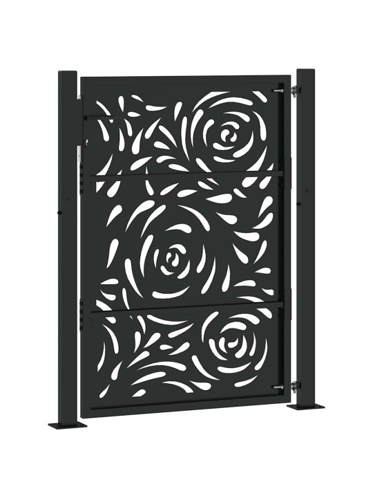 Zahradní branka černá 105x130 cm ocel design vlnek