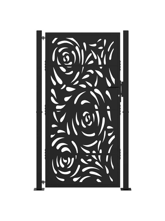 Zahradní branka černá 105x180 cm ocel design vlnek