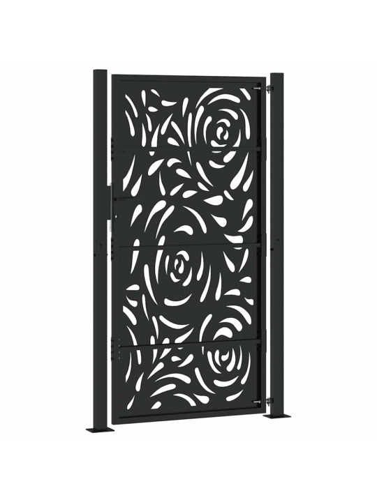 Zahradní branka černá 105x180 cm ocel design vlnek