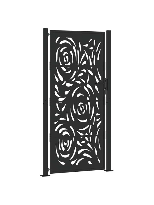 Zahradní branka černá 105x205 cm ocel design vlnek
