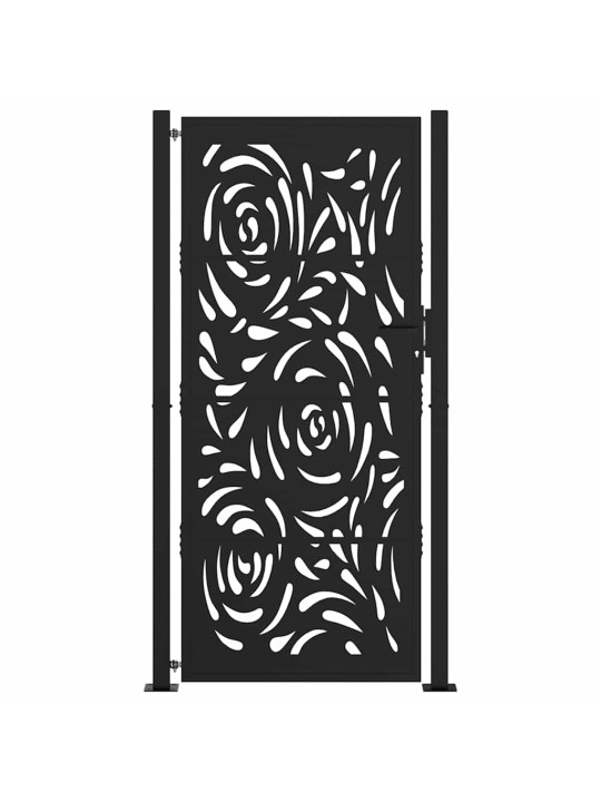 Zahradní branka černá 105x205 cm ocel design vlnek
