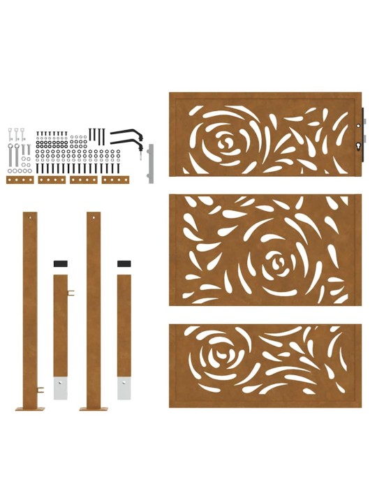 Zahradní branka 105x130 cm klimaticky odolný ocel design vlnek