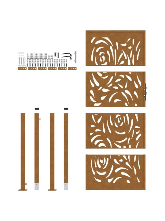 Zahradní branka 105x205 cm klimaticky odolný ocel design vlnek