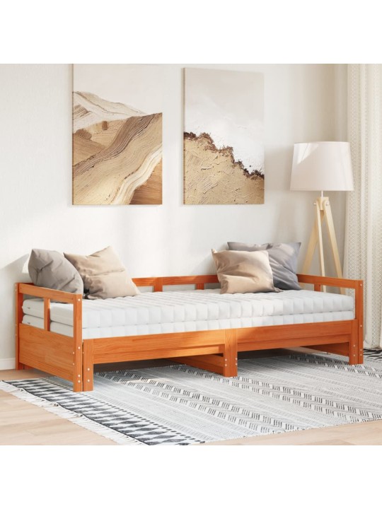 Válenda s přistýlkou a matracemi voskově hnědá 80x200 cm