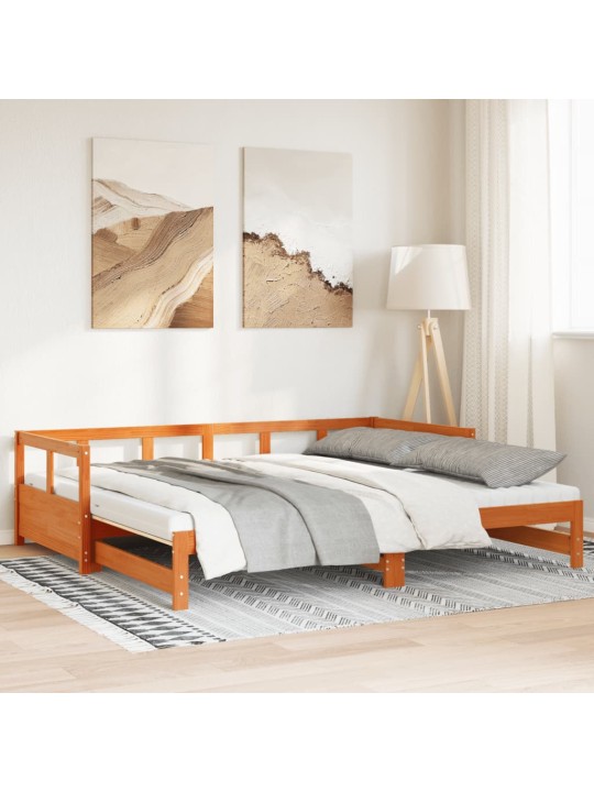 Válenda s přistýlkou a matracemi voskově hnědá 80x200 cm