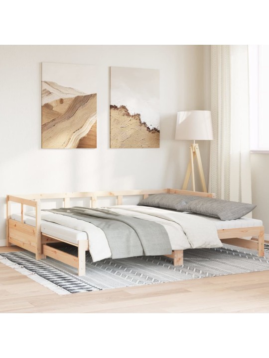 Válenda s přistýlkou a matracemi 90 x 200 cm masivní borovice