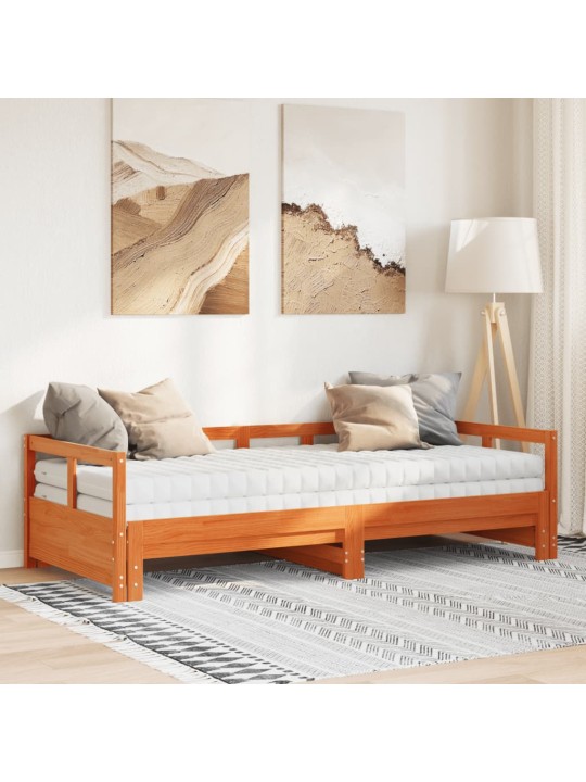 Válenda s přistýlkou a matracemi voskově hnědá 90x200 cm