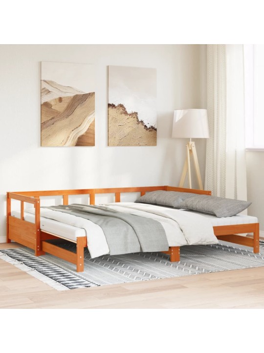 Válenda s přistýlkou a matracemi voskově hnědá 90x200 cm
